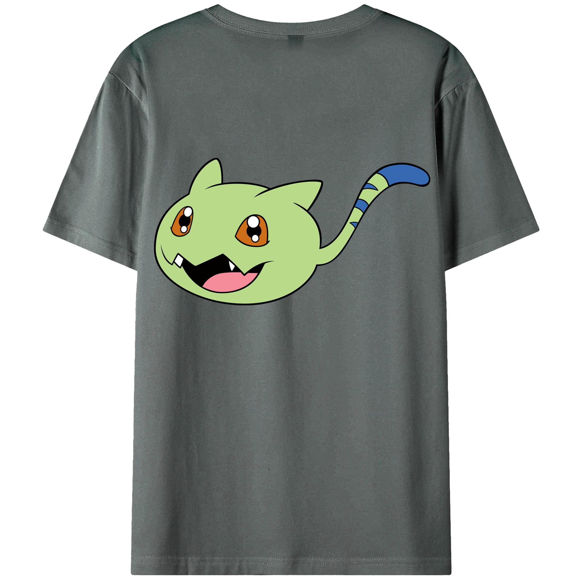 （画像用） Digimon デジタルモンスター/デジモン 綿100％ メンズ半袖Tシャツ（バックプリント） 通気性